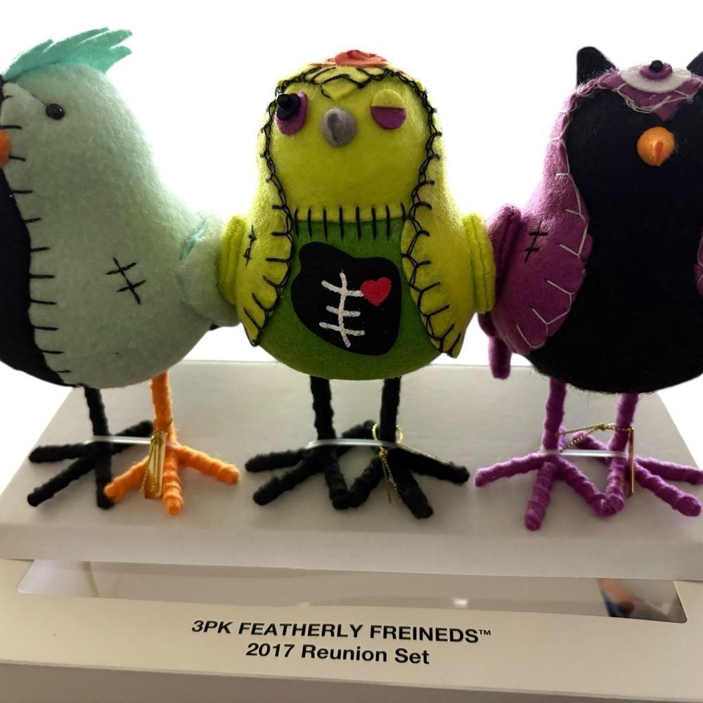 3-Pack Plush‎ Bird Set - Green, Yellow, Purple